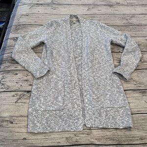 L.L. Bean Open-Front Cotton Ragg Cardigan in Marled Grey Size Small